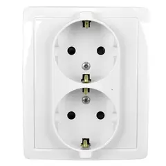 Power socket grounded Simon 1590456-030 2 sectional white