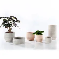 Ceramic pot Ravenna pot round l. grey anthracite brown 3 assorted PDQ 13x14cm