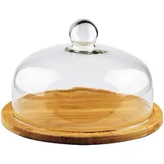 Wooden cake plate with glass lid MG-1534