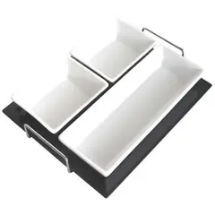 Ceramic bowl on wooden stand UTC 3 pc