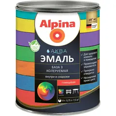 Эмаль акриловая Alpina Aqua колеруемая глянцевая 0.85 л