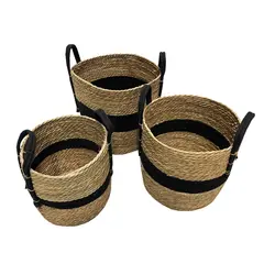 Basket with black stripe 3pcs TA-43