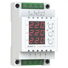 Voltage relay ZUBR 3-phase 3-module 5A red 3F