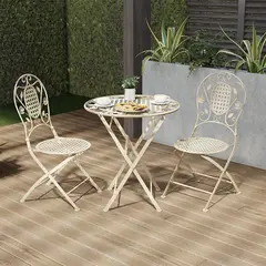 Metallic table and 2 chairs