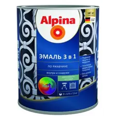 Enamel soil on rust 3 in 1, color:Alpina white RAL 9003 0,75L