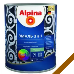 Enamel soil on rust 3 in 1, color:Alpina metalic brown RAL 8017 0,75L