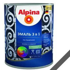 Enamel soil on rust 3 in 1, color:Alpina gray RAL 7040 2.5L