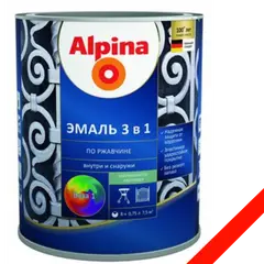 Enamel soil on rust 3 in 1, color:Alpina red RAL 7040 0,75L