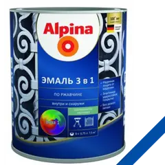 Enamel soil on rust 3 in 1, color:Alpina blue RAL 5005 0,75L