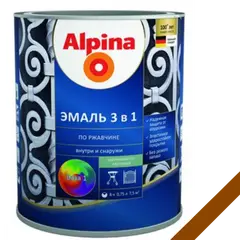 Enamel soil on rust 3 in 1, color:Alpina brown RAL 8011 0,75L