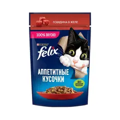 Корм для кошек Felix говядина в желе 75 г