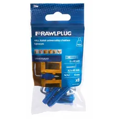 Universal dowel RawlPlug 8x40mm with straight hook 8 pcs R-S3-4ALL-08K/8