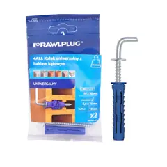 Universal dowel RawlPlug 10 x 50 mm with straight hook 2 pcs R-S3-4ALL-10K/2