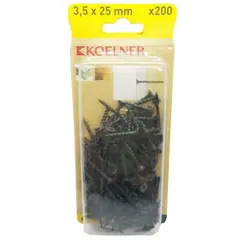 სჭვალი თაბაშირ-მუყაო 3,5x25 მმ ხე Koelner 200 ც B-FT3525  ბლისტი