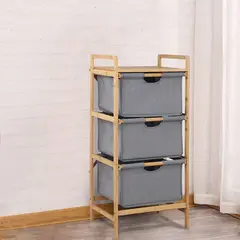 Shelf with 3 fabric compartments