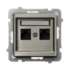როზეტი კომპიუტერის Ospel Sonata GPK-2RM/K/m/37 RJ45 Cat 5e 2 განყოფილებიანი ფოლადისფერი