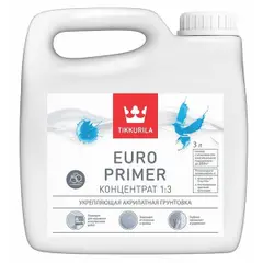 Укрепляющая акрилатная грунтовка Tikkurila Euro Primer 3 л