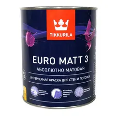 Interior paint Tikkurila Euro Matt 3C 0.9 l transparent