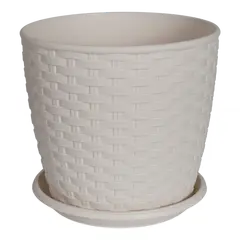 Plastic flower pot with a stand Aleana Rotang 16x15 white rose