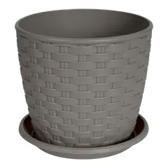 Plastic flower pot with a stand Aleana Rotang 12x11 cocoa