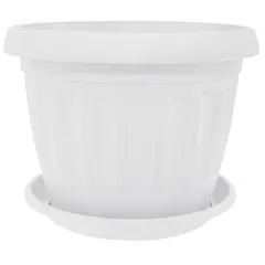 Plastic flower pot with stand Aleana Terra 20x15 white