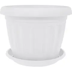 Plastic flower pot with a stand Aleana Terra 36x27 white