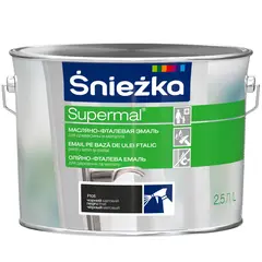 ემალი ზეთოვან-ფთალური Sniezka Supermal 2.5 ლ მქრქალი შავი