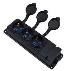 Колодка каучуковая 3-я 16А IP44 чёрная ByLion