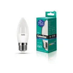 შუქდიოდური ნათურა Camelion 8W С35 Е27 6500K