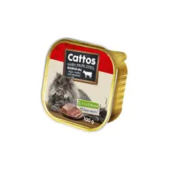 კატის საკვები პაშტეტი Cattos 100გ საქონლის