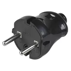 Вилка прямая б/з IEK 6А черная