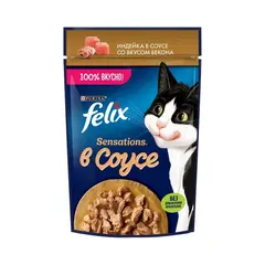ჟელე კატის Felix ინდაური და ბეკონი 75გ