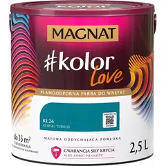 საღებავი ინტერიერის Magnat Kolor Love 2.5 ლ KL26 ზღვის ფირუზისფერი საღებავი ინტერიერის Magnat Kolor Love 2.5 ლ KL26 ზღვის ფირუზისფერი