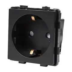 როზეტი ჩარჩოს გარეშე Socket Style 16A დამიწებით და შტორებით შავი