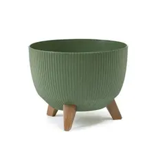 ქოთანი ყვავილის Lamela Bowl ROMA ECO wood 400 jumper 21ლ მწვანე