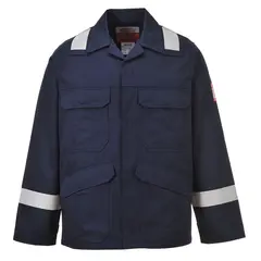 Flame-resistant work jacket with reflective strips FR25NAR blue XL