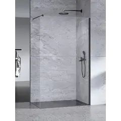 Shower glass transparent glass profile black with wall mount New Trendy 100x200 cm-8mm