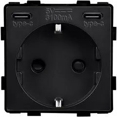 Socket Style Socket 20W 16A USB C+C curtains black