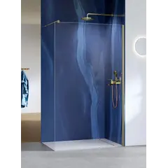 Shower glass transparent glass profile gold with wall mount New Trendy 100x200 cm-8mm