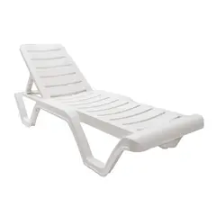 Chaise longue plastic white 188x63x47 cm