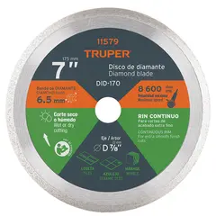 Diamond blade Truper Continuous DID-170 180 mm