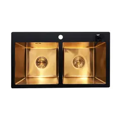 Кухонная мойка со стеклом двойная Toner AF-3992 SVS Glass