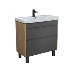 Bathroom furniture with washbasin JESSY 80-U Wood/Grey Sempre 81 cm