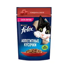 Cat food Felix beef in jelly 75 g