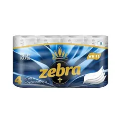 Toilet paper Zebra white 4 layer 8 pcs