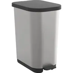 Waste bin with pedal Rotho RIBO gray 35 l