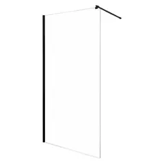 Shower glass transparent glass profile black with wall mount SUNWAY 90x200cm-6mm