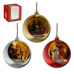 ნაძვის ხის ბურთი განათებით 11,5x10,5x13 cm 1pcs