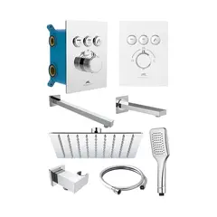 Concealed shower system Rubineta chrome Thermo-3F-Olo SQ 625040