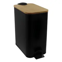 Trash bin Bisk 08423 Bamboo Black 5L square